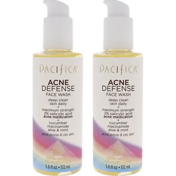 Acne Defense Face Wash by Pacifica for Unisex - 5.8 oz Cleanser - Pack of 2 - Fresh Bloom Skin - Premium Skincare Solutions for Nourished, Hydrated, and Radiant Skin Every Day