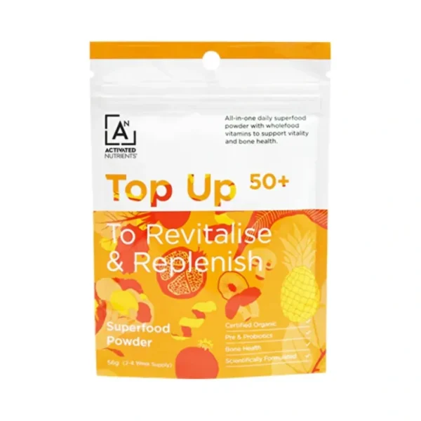 Activated Nutrients Top Up 50+ Superfood Multivitamin (To Revitalise & Replenish) 56g - Fresh Bloom Skin - Premium Skincare Solutions for Nourished, Hydrated, and Radiant Skin Every Day