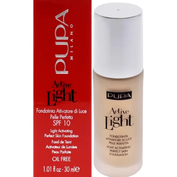 Active Light Perfect Skin Foundation SPF 10 - 002 Ivory by Pupa Milano for Women - 1.01 oz Foundation - Fresh Bloom Skin - Premium Skincare Solutions for Nourished, Hydrated, and Radiant Skin Every Day