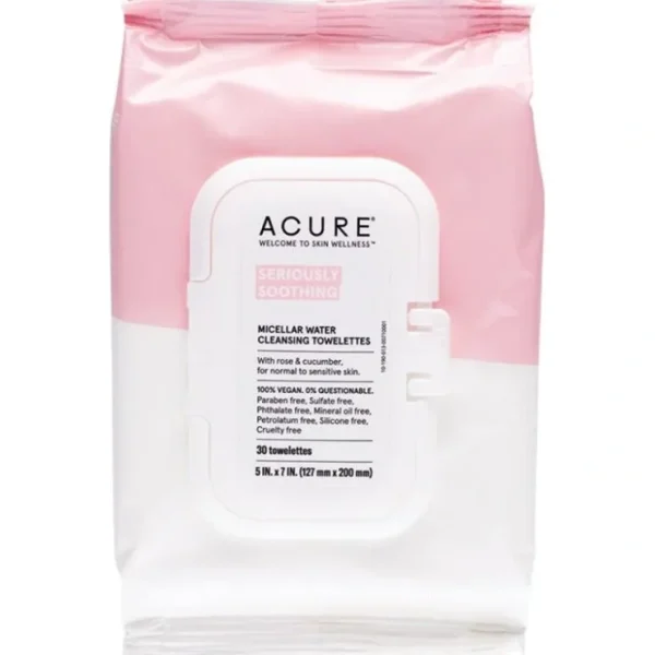 ACURE Seriously Soothing Micellar Water Towelettes X30 - Fresh Bloom Skin - Premium Skincare Solutions for Nourished, Hydrated, and Radiant Skin Every Day