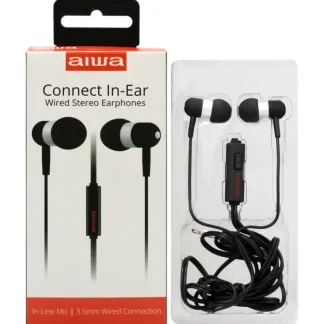 Aiwa Audio Connect In-Ear Stereo Earphones - Black by Aiwa for Unisex - 1 Pc Earphones - Fresh Bloom Skin - Premium Skincare Solutions for Nourished, Hydrated, and Radiant Skin Every Day