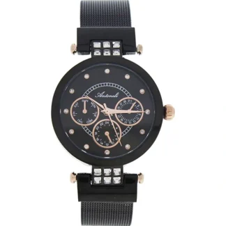 AL0704-08 Black Stainless Steel Mesh Bracelet Watch by Antoneli for Women - 1 Pc Watch - Fresh Bloom Skin - Premium Skincare Solutions for Nourished, Hydrated, and Radiant Skin Every Day