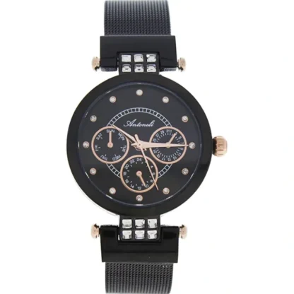 AL0704-08 Black Stainless Steel Mesh Bracelet Watch by Antoneli for Women - 1 Pc Watch - Fresh Bloom Skin - Premium Skincare Solutions for Nourished, Hydrated, and Radiant Skin Every Day