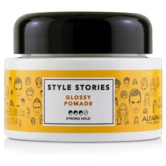AlfaParf Style Stories Glossy Pomade (Strong Hold) 100ml/3.66oz - Fresh Bloom Skin - Premium Skincare Solutions for Nourished, Hydrated, and Radiant Skin Every Day