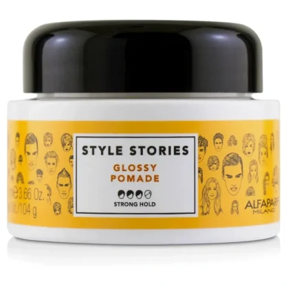 AlfaParf Style Stories Glossy Pomade (Strong Hold) 100ml/3.66oz - Fresh Bloom Skin - Premium Skincare Solutions for Nourished, Hydrated, and Radiant Skin Every Day