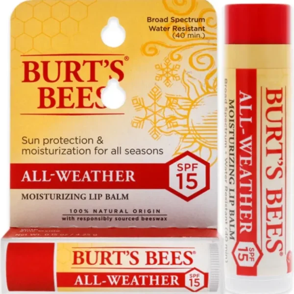 All-Weather Moisturizing Lip Balm Blister SPF 15 by Burts Bees for Unisex - 0.15 oz Lip Balm - Fresh Bloom Skin - Premium Skincare Solutions for Nourished, Hydrated, and Radiant Skin Every Day