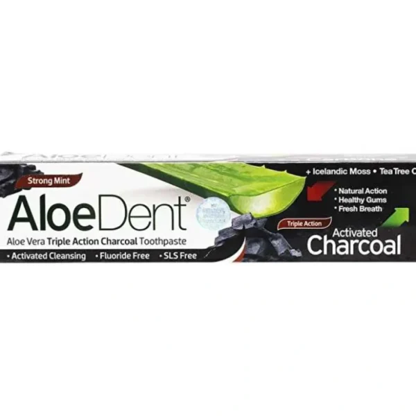 Aloe Dent Toothpaste Fluoride Free Triple Action Charcoal 100ml - Fresh Bloom Skin - Premium Skincare Solutions for Nourished, Hydrated, and Radiant Skin Every Day