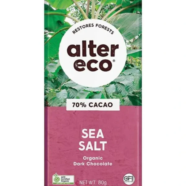 Alter Eco Chocolate Organic Dark Sea Salt 12x80g - Fresh Bloom Skin - Premium Skincare Solutions for Nourished, Hydrated, and Radiant Skin Every Day