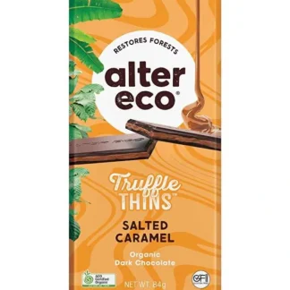 Alter Eco Chocolate Organic Salted Caramel Dark Truffle Thins 12x84g - Fresh Bloom Skin - Premium Skincare Solutions for Nourished, Hydrated, and Radiant Skin Every Day