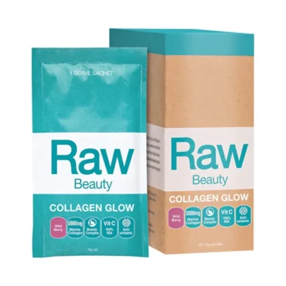 Amazonia Raw Beauty Collagen Glow Wild Berry Sachets 9g x 20 Pack - Fresh Bloom Skin - Premium Skincare Solutions for Nourished, Hydrated, and Radiant Skin Every Day