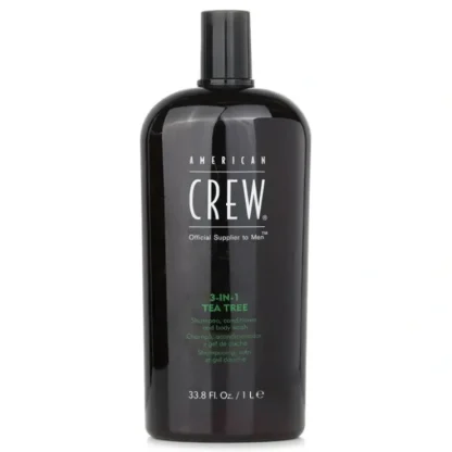 American Crew Men 3-IN-1 Tea Tree Shampoo, Conditioner and Body Wash 1000ml/33.8oz - Fresh Bloom Skin - Premium Skincare Solutions for Nourished, Hydrated, and Radiant Skin Every Day
