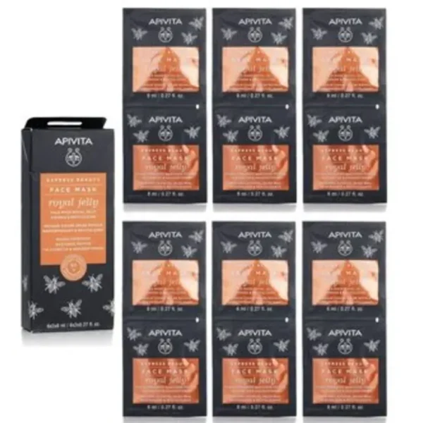 Apivita Express Beauty Face Mask with Royal Jelly (Firming & Revitalizing)(Exp. Date: 09/2023) 6x(2x8ml) - Fresh Bloom Skin - Premium Skincare Solutions for Nourished, Hydrated, and Radiant Skin Every Day