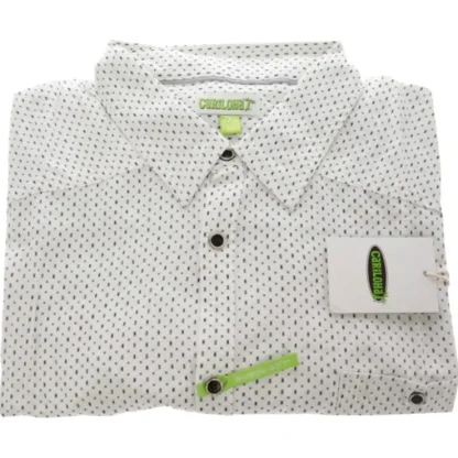 Bamboo Woven Button-Up T-Shirt - Navy-White Geometric by Cariloha for Men - 1 Pc T-Shirt (2XL) - Fresh Bloom Skin - Premium Skincare Solutions for Nourished, Hydrated, and Radiant Skin Every Day