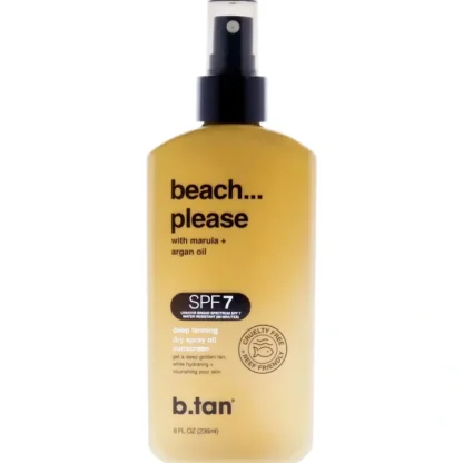 Beach Please Deep Tanning Dry Spray Sunscreen Oil SPF 7 by B.Tan for Unisex - 6.7 oz Sunscreen - Fresh Bloom Skin - Premium Skincare Solutions for Nourished, Hydrated, and Radiant Skin Every Day