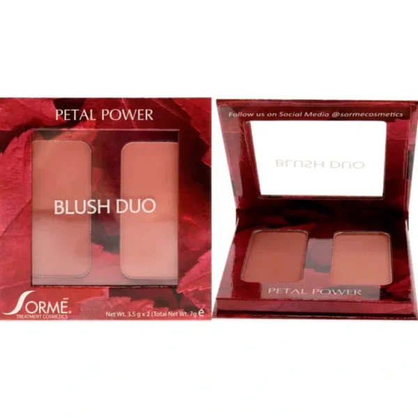 Blush Duo Compacts - Petal Power by Sorme Cosmetics for Women - 2 x 0.12 oz Blush - Fresh Bloom Skin - Premium Skincare Solutions for Nourished, Hydrated, and Radiant Skin Every Day