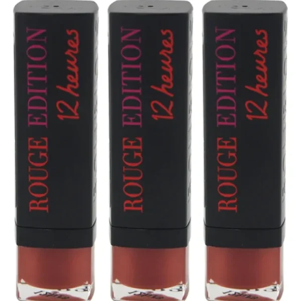 Bourjois Rouge Edition 12 Hours - 33 Peche Cocooning by Bourjois for Women - 0.12 oz Lipstick - Pack of 3 - Fresh Bloom Skin - Premium Skincare Solutions for Nourished, Hydrated, and Radiant Skin Every Day