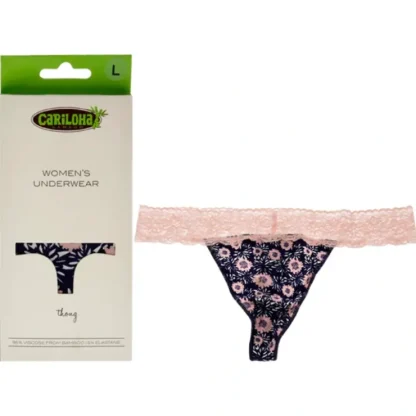 Cariloha Bamboo Lace Thong - Navy Floral by Cariloha for Women - 1 Pc Underwear (L) - Fresh Bloom Skin - Premium Skincare Solutions for Nourished, Hydrated, and Radiant Skin Every Day