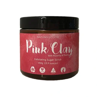 Clover Fields Natures Gifts Pink Clay with Rosehip & Peony Exfoliating Sugar Scrub 450g - Fresh Bloom Skin - Premium Skincare Solutions for Nourished, Hydrated, and Radiant Skin Every Day