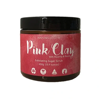 Clover Fields Natures Gifts Pink Clay with Rosehip & Peony Exfoliating Sugar Scrub 450g - Fresh Bloom Skin - Premium Skincare Solutions for Nourished, Hydrated, and Radiant Skin Every Day