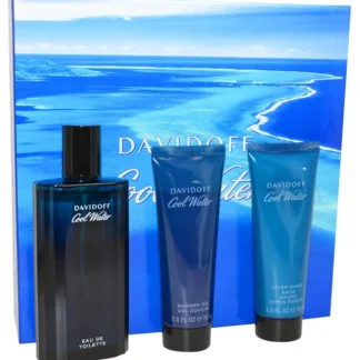 Cool Water by Davidoff for Men - 3 Pc Gift Set 4.2oz EDT Spray, 2.5oz Shower Gel, 2.5oz After Shave Balm - Fresh Bloom Skin - Premium Skincare Solutions for Nourished, Hydrated, and Radiant Skin Every Day