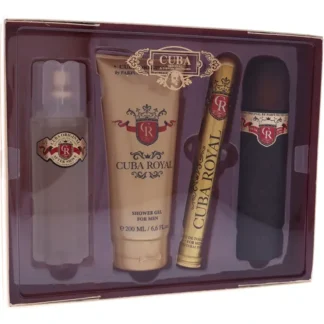 Cuba Royal by Cuba for Men - 4 Pc Gift Set 3.3oz EDT Spray, 1.17oz EDT Spray, 3.3oz After Shave, 6.7oz Shower Gel - Fresh Bloom Skin - Premium Skincare Solutions for Nourished, Hydrated, and Radiant Skin Every Day