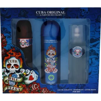 Cuba Wild Heart by Cuba for Men - 3 Pc Gift Set 3.4oz EDT Spray, 3.3oz After Shave, 6.7oz Body Spray - Fresh Bloom Skin - Premium Skincare Solutions for Nourished, Hydrated, and Radiant Skin Every Day