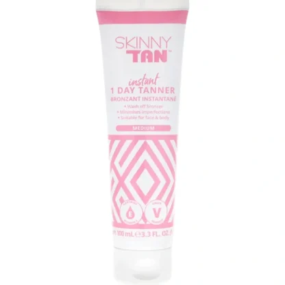 1 Day Instant Tanner - Medium by Skinny Tan for Women - 3.3 oz Bronzer - Fresh Bloom Skin - Premium Skincare Solutions for Nourished, Hydrated, and Radiant Skin Every Day