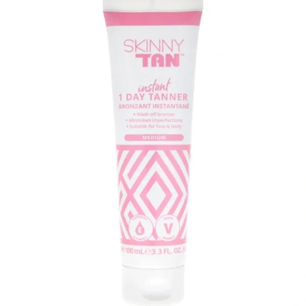 1 Day Instant Tanner - Medium by Skinny Tan for Women - 3.3 oz Bronzer - Fresh Bloom Skin - Premium Skincare Solutions for Nourished, Hydrated, and Radiant Skin Every Day