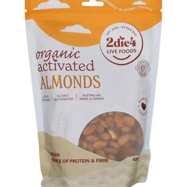 2die4 Live Foods Organic Activated Almonds 600g - Fresh Bloom Skin - Premium Skincare Solutions for Nourished, Hydrated, and Radiant Skin Every Day