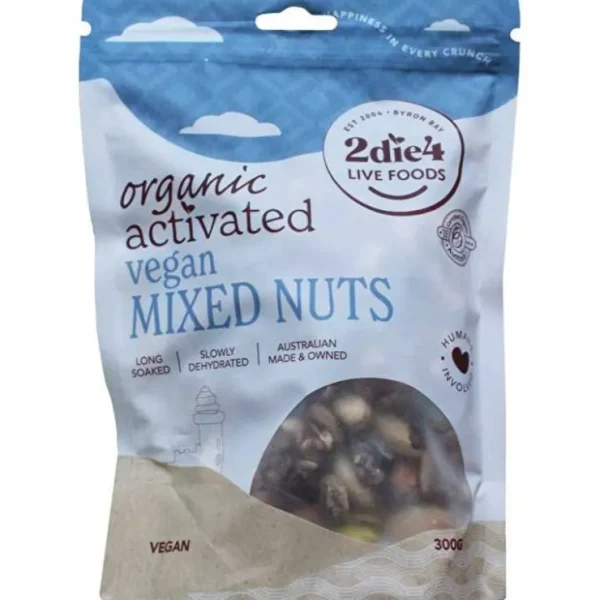 2die4 Live Foods Organic Activated Mixed Nuts Vegan 300g - Fresh Bloom Skin - Premium Skincare Solutions for Nourished, Hydrated, and Radiant Skin Every Day