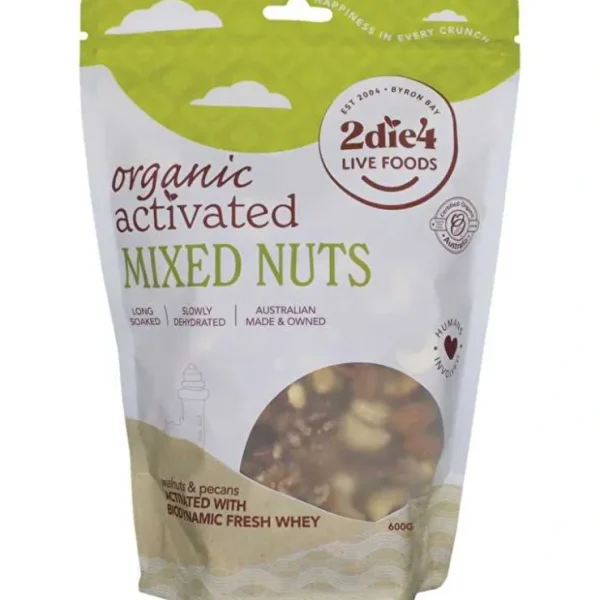 2die4 Live Foods Organic Activated Mixed Nuts with Fresh Whey 600g - Fresh Bloom Skin - Premium Skincare Solutions for Nourished, Hydrated, and Radiant Skin Every Day