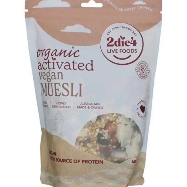 2die4 Live Foods Organic Activated Muesli Vegan 600g - Fresh Bloom Skin - Premium Skincare Solutions for Nourished, Hydrated, and Radiant Skin Every Day