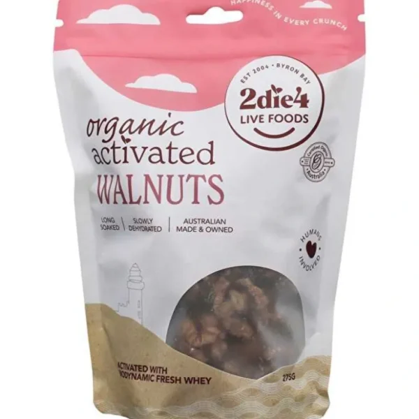 2die4 Live Foods Organic Activated Walnuts with Fresh Whey 275g - Fresh Bloom Skin - Premium Skincare Solutions for Nourished, Hydrated, and Radiant Skin Every Day