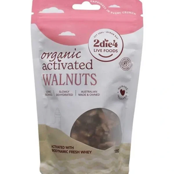 2die4 Live Foods Organic Activated Walnuts with Fresh Whey 100g - Fresh Bloom Skin - Premium Skincare Solutions for Nourished, Hydrated, and Radiant Skin Every Day