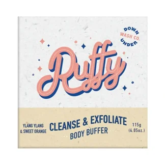 Downunder Wash Co . Ruffy Cleanse & Exfoliate Body Buffer Ylang Ylang & Sweet Orange 115g - Fresh Bloom Skin - Premium Skincare Solutions for Nourished, Hydrated, and Radiant Skin Every Day