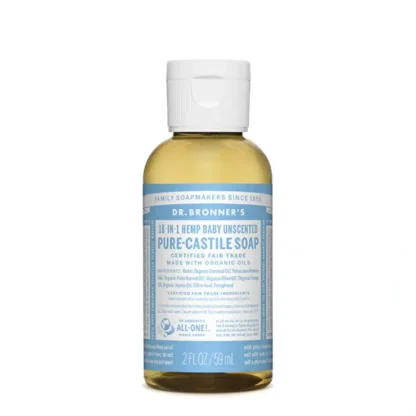 Dr. Bronner's Pure-Castile Soap Liquid (Hemp 18-in-1) Unscented (Baby) 59ml - Fresh Bloom Skin - Premium Skincare Solutions for Nourished, Hydrated, and Radiant Skin Every Day