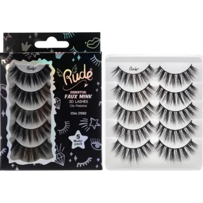 Essential Faux Mink 3D Lashes - Chic by Rude Cosmetics for Women - 5 Pair Eyelashes - Fresh Bloom Skin - Premium Skincare Solutions for Nourished, Hydrated, and Radiant Skin Every Day