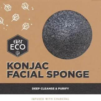Ever Eco Konjac Facial Sponge Charcoal X1 - Fresh Bloom Skin - Premium Skincare Solutions for Nourished, Hydrated, and Radiant Skin Every Day
