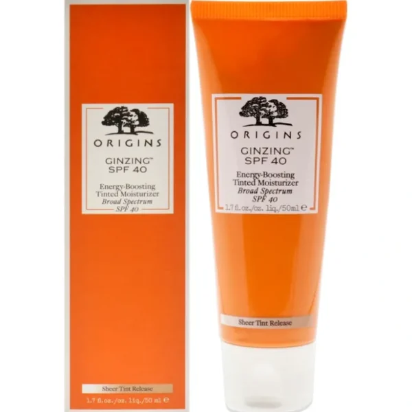 Ginzing Energy-Boosting Tinted Moisturizer SPF 40 by Origins for Unisex - 1.7 oz Sunscreen - Fresh Bloom Skin - Premium Skincare Solutions for Nourished, Hydrated, and Radiant Skin Every Day