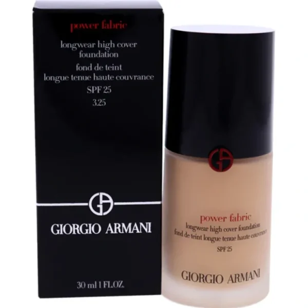 Giorgio Armani Power Fabric Longwear High Cover Foundation SPF 25 - 3.25 by Giorgio Armani for Women - 1 oz Foundation - Fresh Bloom Skin - Premium Skincare Solutions for Nourished, Hydrated, and Radiant Skin Every Day