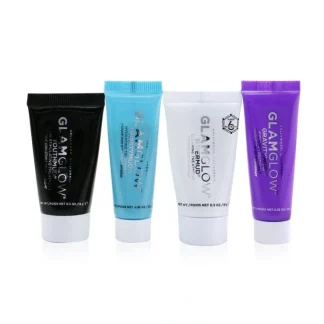 Glamglow Instant Celebrity Skin Masking Set: 1x Supermud Clearing Treatment - 15g/0.5oz + 1x Youthmud Glow Stimulating Treatment - 15g/0.5oz + 1x Thristymud Hydrating Treatment - 10g/0.35 + 1x Gravitymud Firming Treatment- 10g/0.35 4pcs - Fresh Bloom Skin - Premium Skincare Solutions for Nourished, Hydrated, and Radiant Skin Every Day