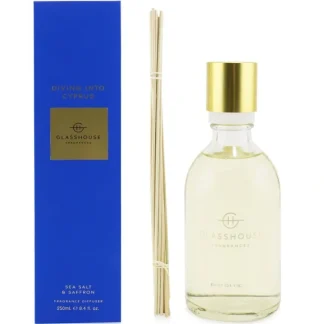 Glasshouse Diffuser - Diving Into Cyprus (Sea Salt & Saffron) 250ml/8.4oz - Fresh Bloom Skin - Premium Skincare Solutions for Nourished, Hydrated, and Radiant Skin Every Day