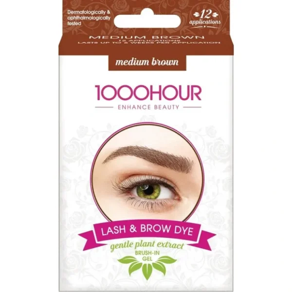 1000HOUR Plant Based Lash & Brow Dye Kit - Medium Brown - Fresh Bloom Skin - Premium Skincare Solutions for Nourished, Hydrated, and Radiant Skin Every Day