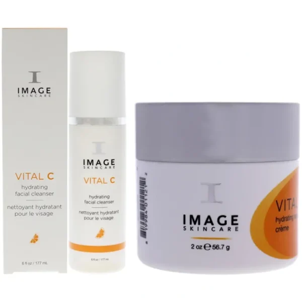 Image Vital C Hydrating Facial Cleanser and Vital C Hydrating Repair Creme Kit by Image for Unisex - 2 Pc Kit 6oz Cleanser, 0.5oz Gel - Fresh Bloom Skin - Premium Skincare Solutions for Nourished, Hydrated, and Radiant Skin Every Day