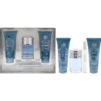 Invincible by New Brand for Men - 4 Pc Gift Set 3.3oz EDT Spray, 0.5oz EDT Spray, 4.3oz After Shave, 4.3oz Shower Gel - Fresh Bloom Skin - Premium Skincare Solutions for Nourished, Hydrated, and Radiant Skin Every Day