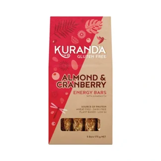 Kuranda Wholefoods Gluten Free Energy Bars Almond & Cranberry 35g x 5 Pack - Fresh Bloom Skin - Premium Skincare Solutions for Nourished, Hydrated, and Radiant Skin Every Day