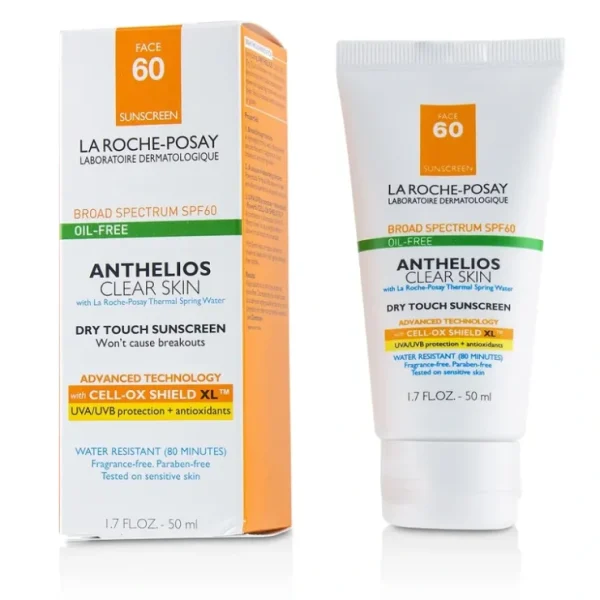 La Roche Posay Anthelios Clear Skin Dry Touch Sunscreen For Face SPF 60 - Oil-Free 50ml/1.7oz - Fresh Bloom Skin - Premium Skincare Solutions for Nourished, Hydrated, and Radiant Skin Every Day