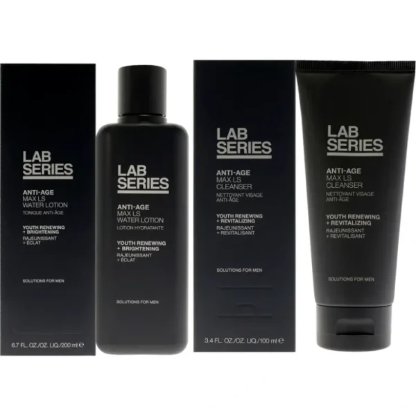 Lab Series Anti-Age Max LS Kit by Lab Series for Men - 2 Pc Kit 3.4oz Cleanser, 6.7oz Water Lotion - Fresh Bloom Skin - Premium Skincare Solutions for Nourished, Hydrated, and Radiant Skin Every Day