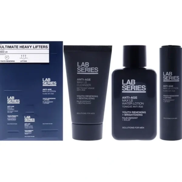 Lab Series Ultimate Heavy Lifters Set by Lab Series for Men - 3 Pc 1oz Anti Age Max LS Cleanser, 1oz Anti Age Max LS Water Lotion, 1.5oz Anti Age Max LS Lotion - Fresh Bloom Skin - Premium Skincare Solutions for Nourished, Hydrated, and Radiant Skin Every Day