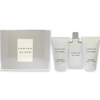 LEau Intense by Carven for Women - 3 Pc Gift Set 3.33oz EDT Spray, 3.33oz After Shave Balm, 3.33oz Bath and Shower Gel - Fresh Bloom Skin - Premium Skincare Solutions for Nourished, Hydrated, and Radiant Skin Every Day